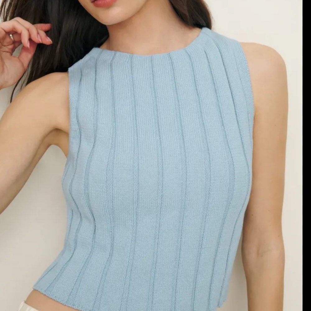 Reformation Callie Cotton Ribbed Sweater Tank (Size Small)